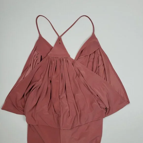 MISA Los Angeles Domino Draped Mini Dress Womens XS Blush Rose Warm Weather Glam - Picture 14 of 16